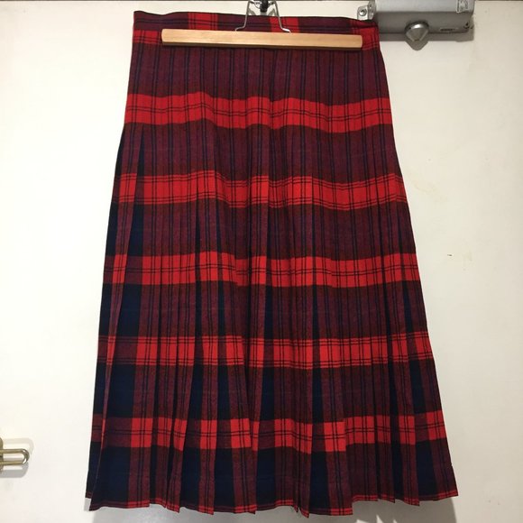 VINTAGE PENDLETON REVERSIBLE PLEATED PLAID MIDI SKIRTS SIZE 30 - Picture 3 of 10